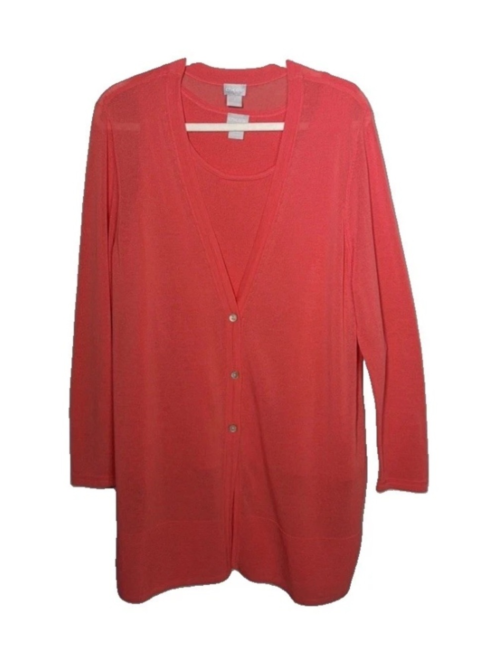 Chico’s Pink Lightweight Cardigan and Sleeveless Top Set Size 2 US L New w/Tags